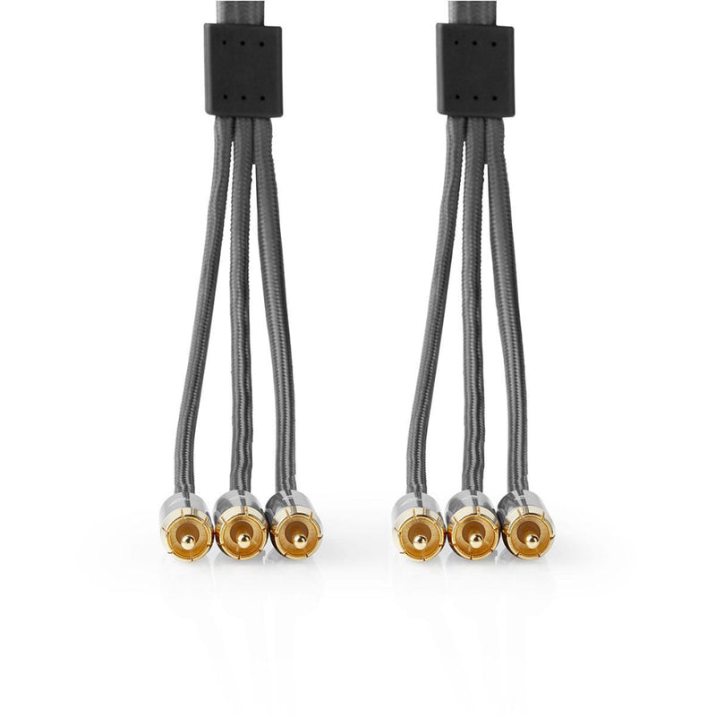 Nedis CVTB24300GY20 Composiet Videokabel 3x Rca Male - 3x Rca Male Gun Metal Grey Gevlochten Kabel
