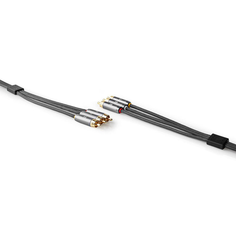 Nedis CVTB24300GY20 Composiet Videokabel 3x Rca Male - 3x Rca Male Gun Metal Grey Gevlochten Kabel