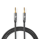 Nedis CATB22000GY50 Stereo-audiokabel 3,5 Mm Male - 3,5 Mm Male Gun Metal Grey Gevlochten Kabel