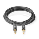 Nedis CATB22000GY50 Stereo-audiokabel 3,5 Mm Male - 3,5 Mm Male Gun Metal Grey Gevlochten Kabel