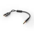 Nedis CATB22100GY02 Stereo-audiokabel 3,5 Mm Male 2x 3,5 Mm Female Verguld 0.20 M Rond Grijs / Gun
