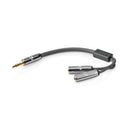 Nedis CATB22100GY02 Stereo-audiokabel 3,5 Mm Male 2x 3,5 Mm Female Verguld 0.20 M Rond Grijs / Gun