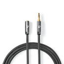 Nedis CATB22050GY20 Stereo-audiokabel 3,5 Mm Male - 3,5 Mm Female Gun Metal Grey Gevlochten Kabel