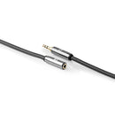 Nedis CATB22050GY20 Stereo-audiokabel 3,5 Mm Male - 3,5 Mm Female Gun Metal Grey Gevlochten Kabel
