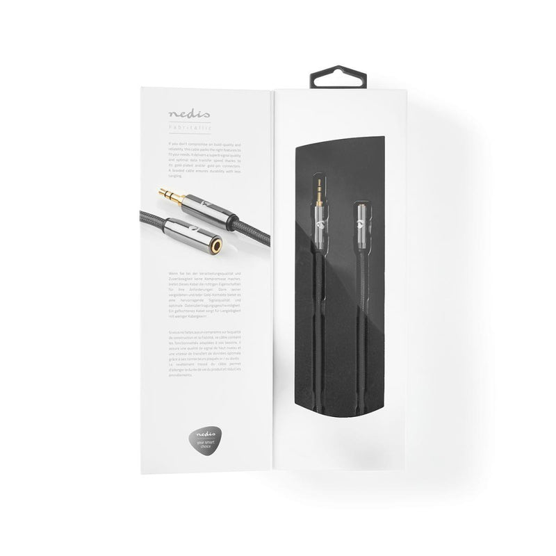 Nedis CATB22050GY20 Stereo-audiokabel 3,5 Mm Male - 3,5 Mm Female Gun Metal Grey Gevlochten Kabel