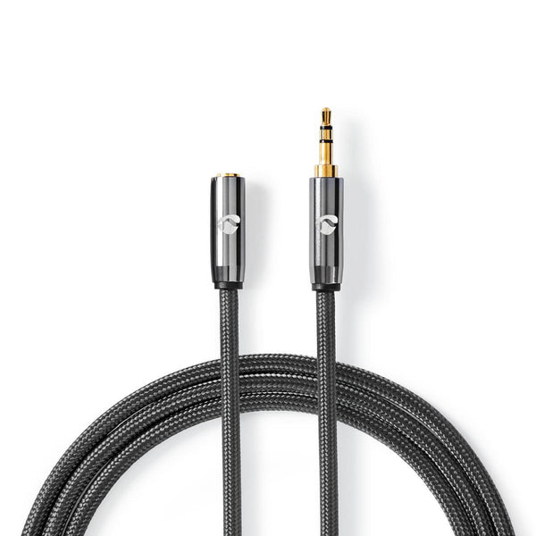 Nedis CATB22050GY50 Stereo-audiokabel 3,5 Mm Male - 3,5 Mm Female Gun Metal Grey Gevlochten Kabel