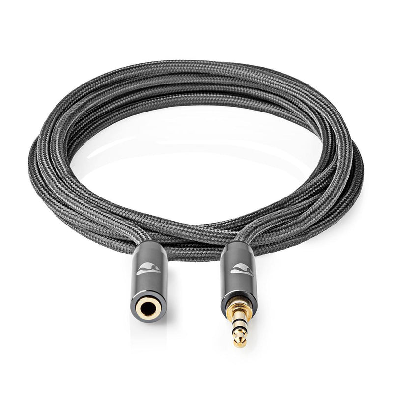 Nedis CATB22050GY50 Stereo-audiokabel 3,5 Mm Male - 3,5 Mm Female Gun Metal Grey Gevlochten Kabel