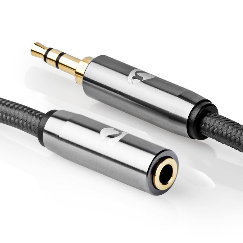 Nedis CATB22050GY30 Stereo-audiokabel 3,5 Mm Male - 3,5 Mm Female Gun Metal Grey Gevlochten Kabel