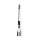 Nedis CATB22150GY02 Stereo-audiokabel 3,5 Mm Male - 2x 3,5 Mm Female Gun Metal Grey Gevlochten Kabe
