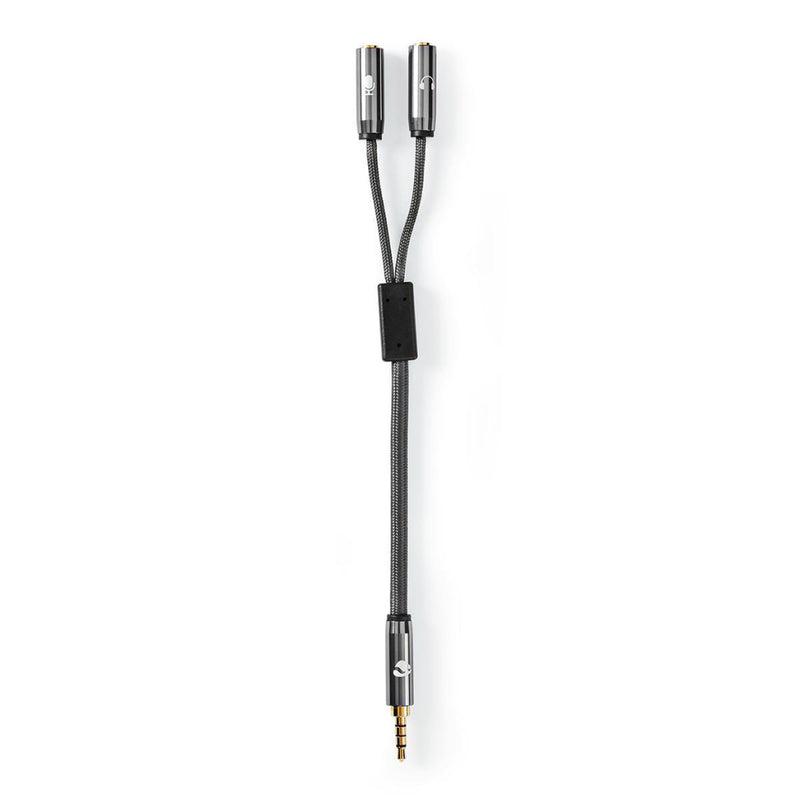 Nedis CATB22150GY02 Stereo-audiokabel 3,5 Mm Male - 2x 3,5 Mm Female Gun Metal Grey Gevlochten Kabe