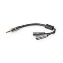 Nedis CATB22150GY02 Stereo-audiokabel 3,5 Mm Male - 2x 3,5 Mm Female Gun Metal Grey Gevlochten Kabe