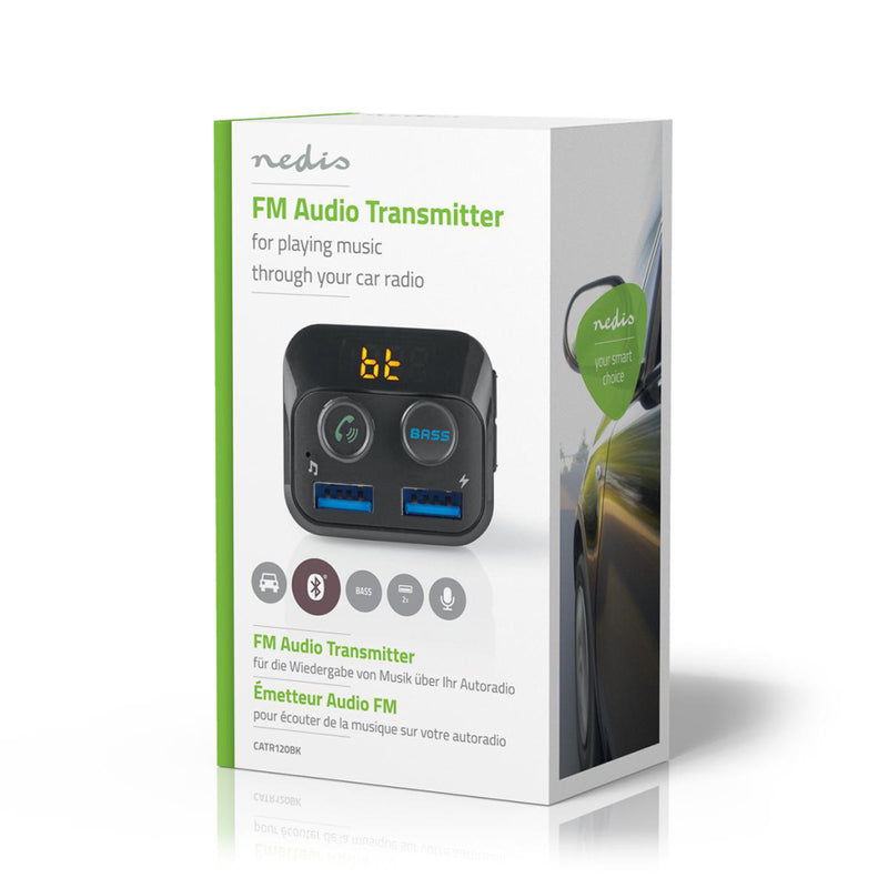 Nedis CATR120BK Fm-transmitter Voor In De Auto Bluetooth&reg; Bass Boost Microsd-kaartsleuf Handsfr