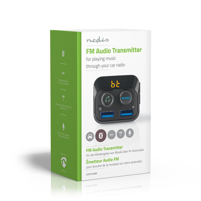 Nedis CATR120BK Fm-transmitter Voor In De Auto Bluetooth&reg; Bass Boost Microsd-kaartsleuf Handsfr
