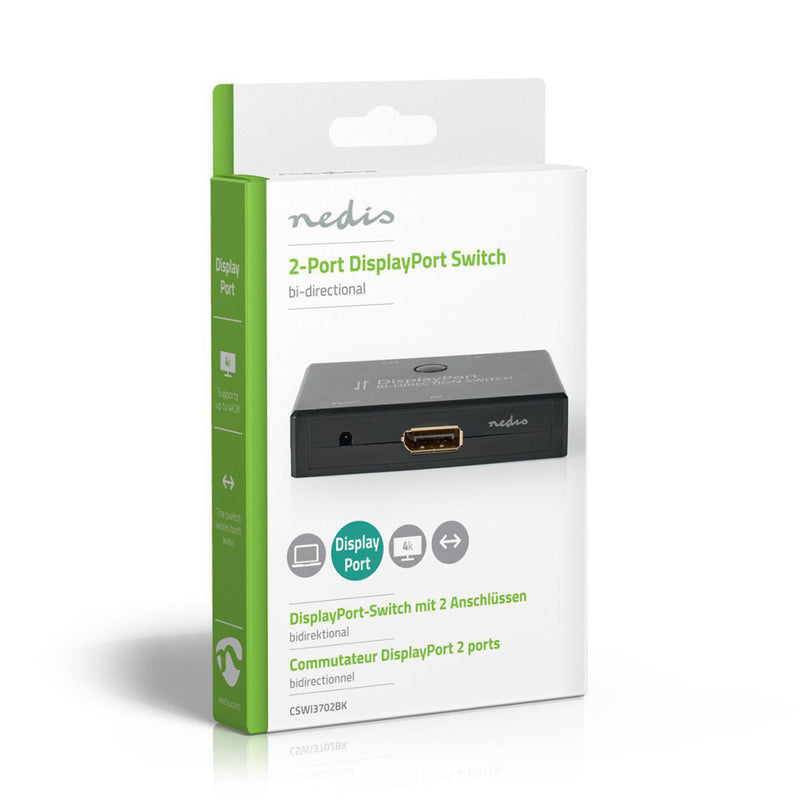 Nedis CSWI3702BK 2-poorts Displayport Bi-directionele Switch Zwart