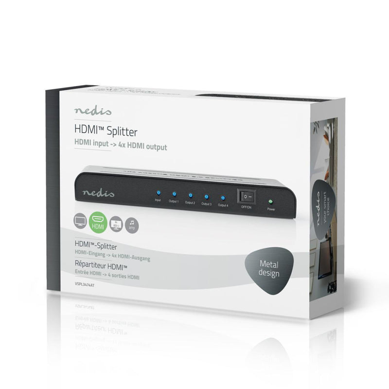 Nedis VSPL3474AT Hdmi&trade;-splitter 4-poorts - 1x Hdmi&trade;-ingang 4x Hdmi&trade;-uitgang 4k2k@