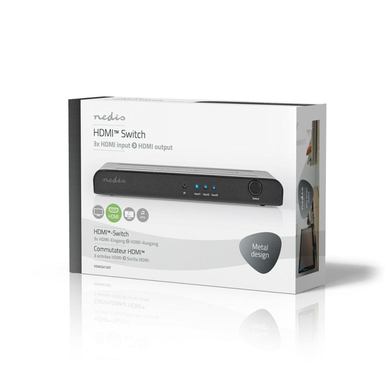 Nedis VSWI3473AT Hdmi&trade; Switch 3-poorts - 3x Hdmi&trade;-ingang 1x Hdmi&trade;-uitgang 4k2k@60