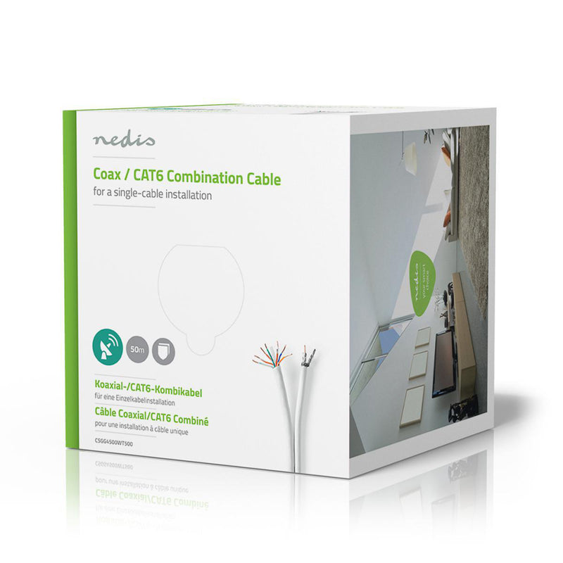 Nedis CSGG4500WT500 Coax- / Cat6-combinatiekabel 50,0 M