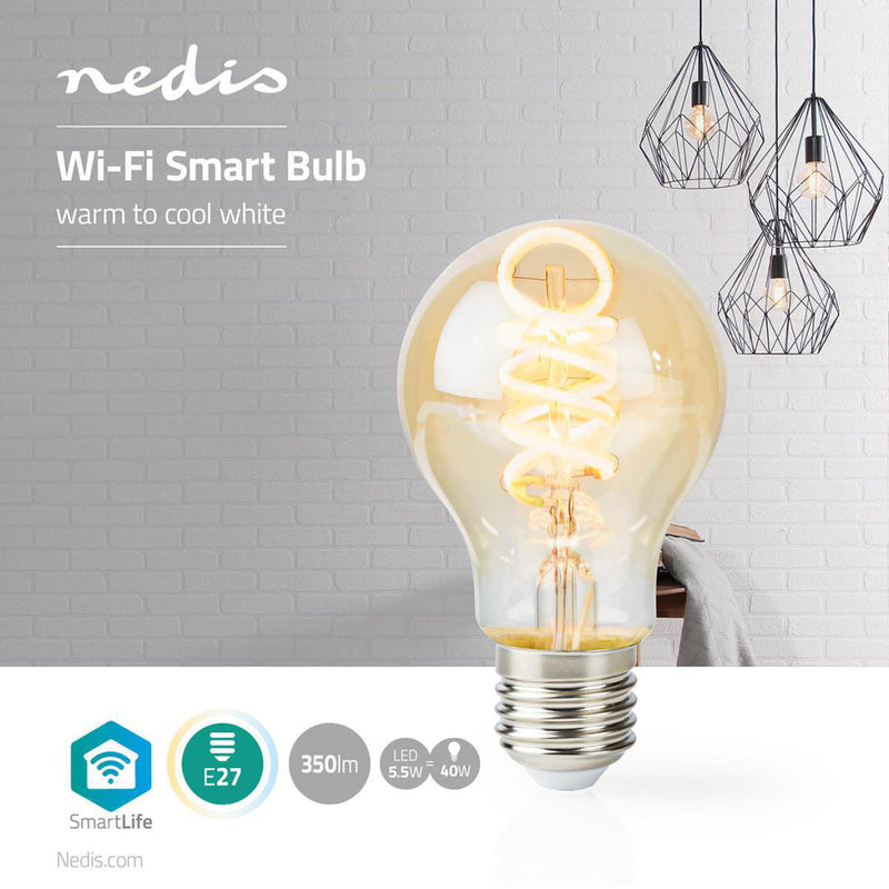Nedis WIFILT10GDA60 Wi-fi Warm Tot Koel Wit Led Filamentlamp Gedraaid E27 A60 5,5 W 350 Lm