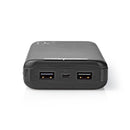 Nedis UPBK20002BK Powerbank 20. 000 Mah 3 Uitgangen 3.0 / 2.1 / 1.0 A Usb-c&trade; / Micro-usb-inga