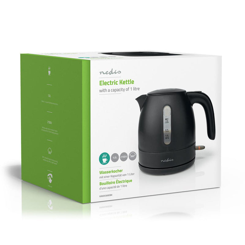 Nedis KAWK300EBK Waterkoker 1L 2150W Zwart