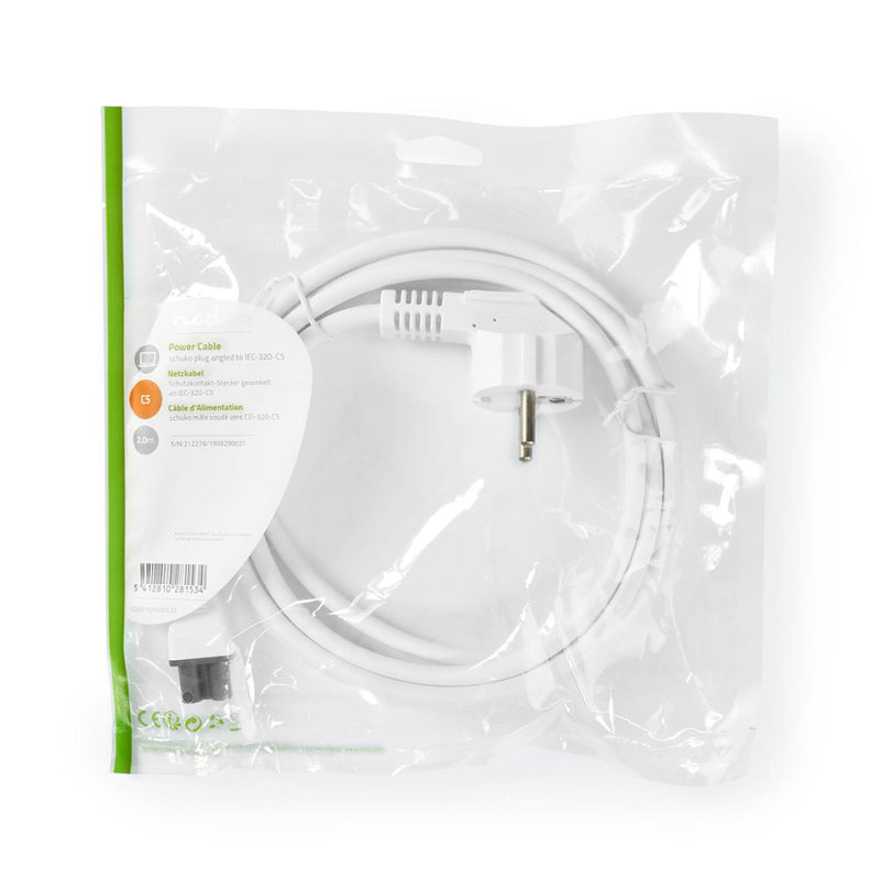 Nedis CEGP10100WT20 Voedingskabel Schuko Male Haaks - Iec-320-c5 2.0 M Wit