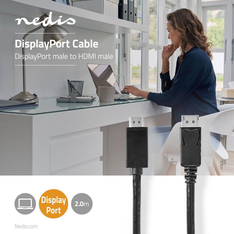 Nedis CCGB37104BK20 Displayport - Hdmi&trade;-kabel 1.4 Displayport Male - Hdmi&trade; Male 2,0 M Z