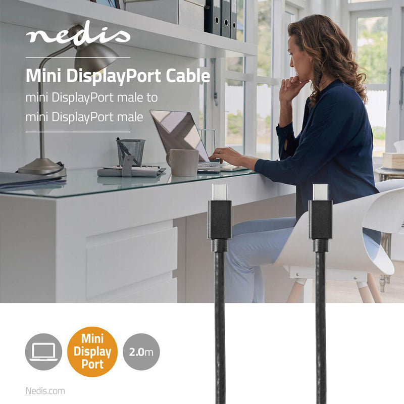 Nedis CCGB37504BK20 Mini-displayport - Mini-displayport-kabel Mini-displayport Male - Mini-displayp