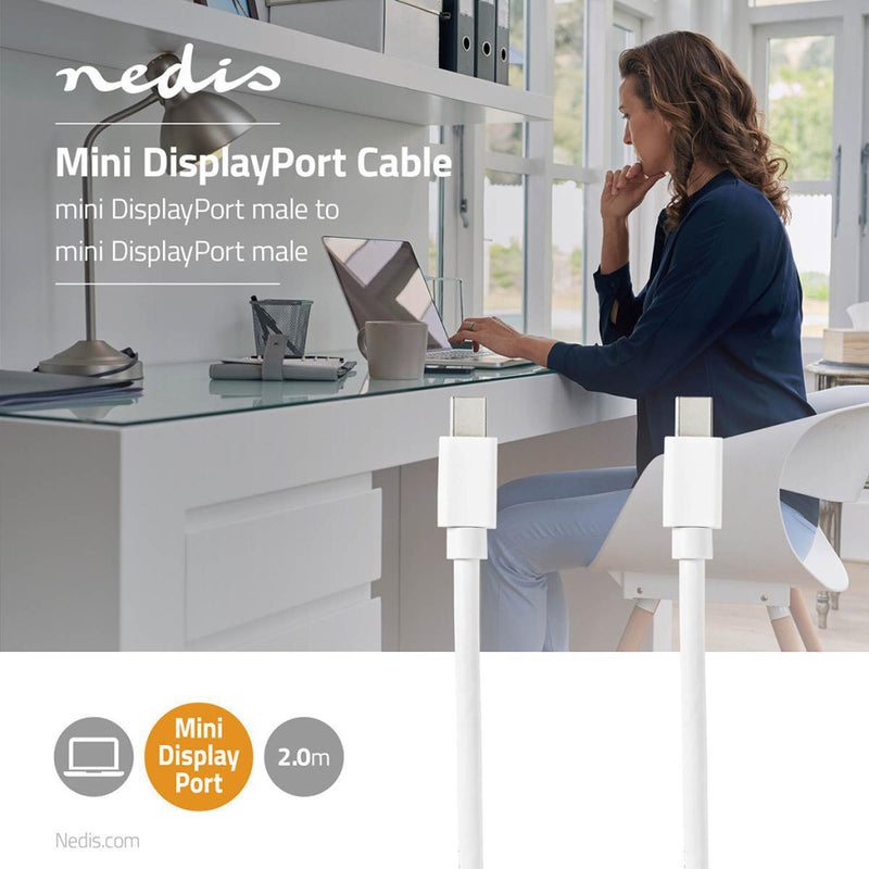 Nedis CCGB37504WT20 Mini-displayport - Mini-displayport-kabel Mini-displayport Male - Mini-displayp