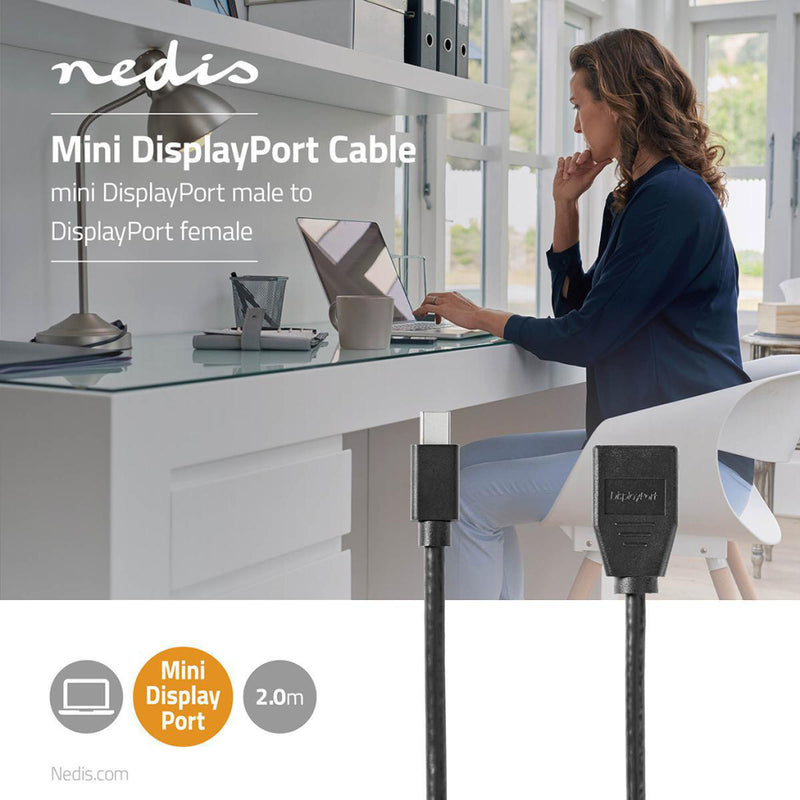 Nedis CCGP37454BK02 Mini-displayport - Displayport-kabel Mini-displayport Male - Displayport Female