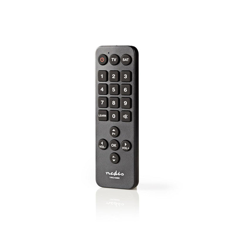 Nedis TVRC21SNBK Universele Afstandsbediening Grote Knoppen Voorgeprogrammeerd Bedient 2 Apparaten