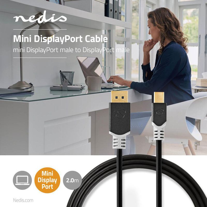 Nedis CCBP37404AT20 Mini-displayport - Displayport-kabel Mini-displayport Male - Displayport Male 2