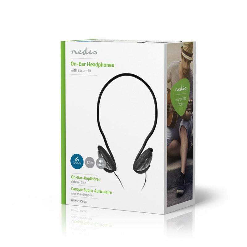 Nedis HPWD1105BK Bedrade Koptelefoon Ronde Kabel 2,1 M On-ear Zwart