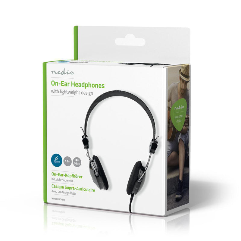 Nedis HPWD1104BK Bedrade Koptelefoon 1,1 M Ronde Kabel On-ear Opvouwbaar Zwart