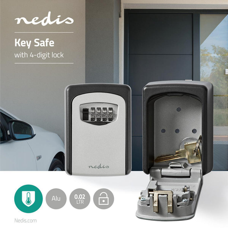 Nedis KEYCC01GY Kluis Sleutelkluis Combinatieslot Binnen- En Buitenshuis Grijs/zwart