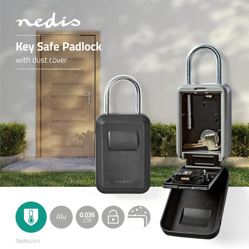 Nedis KEYCCP01BK Kluis Sleutelkluis Combinatieslot Binnen- En Buitenshuis Zwart/zilver