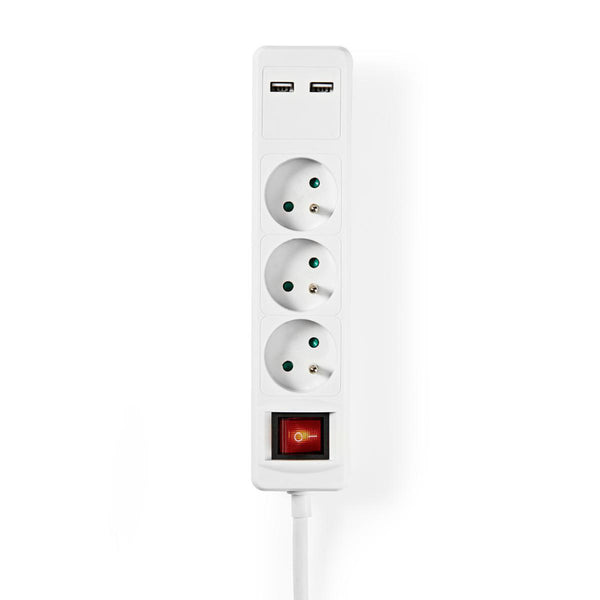 Nedis EXSO315UESWT Stekkerdoos France / Type-e (cee 7/6) 3-wegs 1.50 M 3680 W 16 A Soort Aarding: A