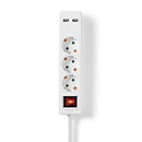 Nedis EXSO315UFSWT Stekkerdoos 3-wegs Schuko 2x Usb 1,5 M Aan/uitknop Wit