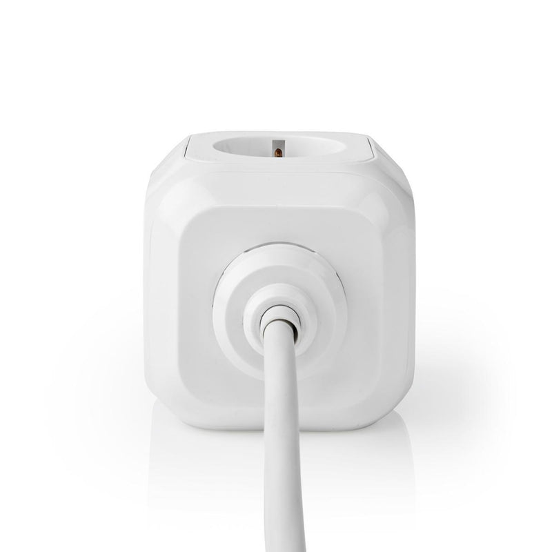 Nedis EXSOC415UFWT Stekkerdoos Kubus 4-wegs Schuko 2x Usb 1,5 M 3x 1,5 Mm² Wit