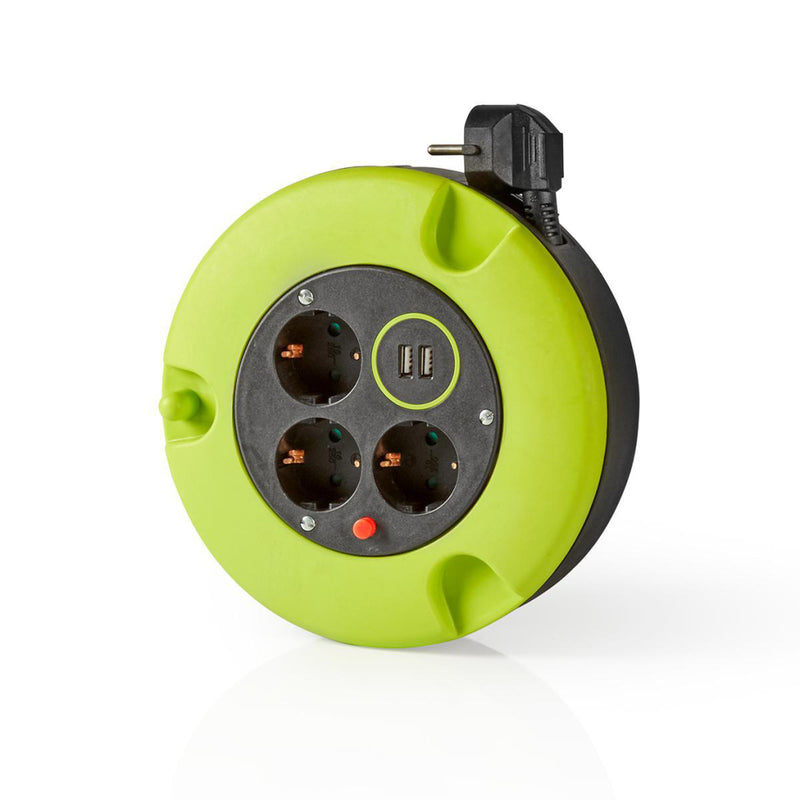 Nedis PECCR05UFGN Kabelhaspel 5,0 M 3x 1,5 Mm² Thermische Beveiliging Schuko & Usb