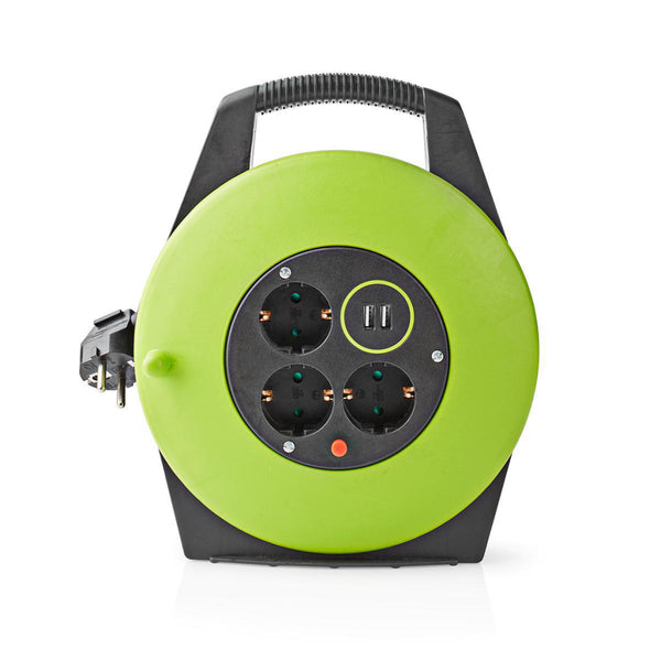 Nedis PECCR10UFGN Kabelhaspel 10,0 M 3x 1,5 Mm&sup2; Thermische Beveiliging Schuko &amp; Usb