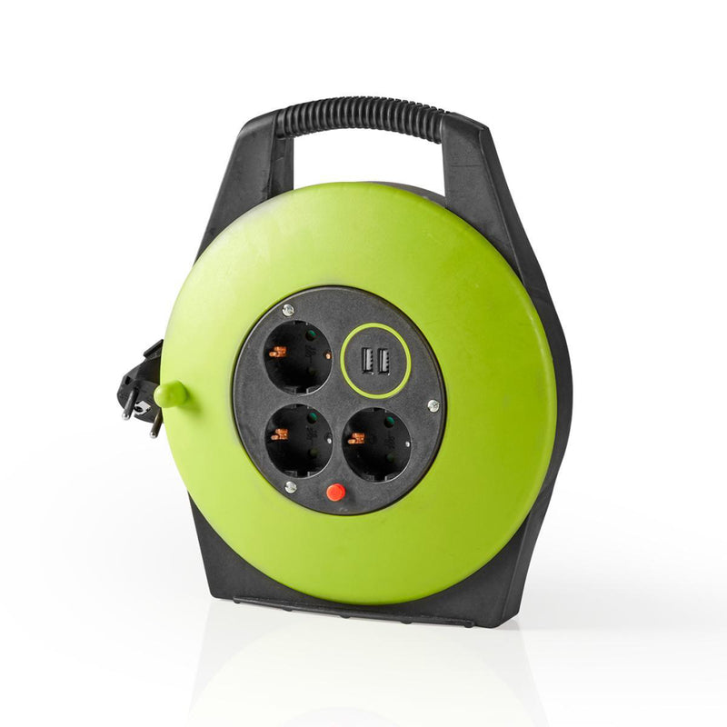 Nedis PECCR10UFGN Kabelhaspel 10,0 M 3x 1,5 Mm&sup2; Thermische Beveiliging Schuko &amp; Usb