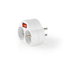 Nedis PSSPL202SEWT Stopcontact-splitter France / Type-e (cee 7/6) 250 V Ac 50 Hz Stroomkabel Zijde