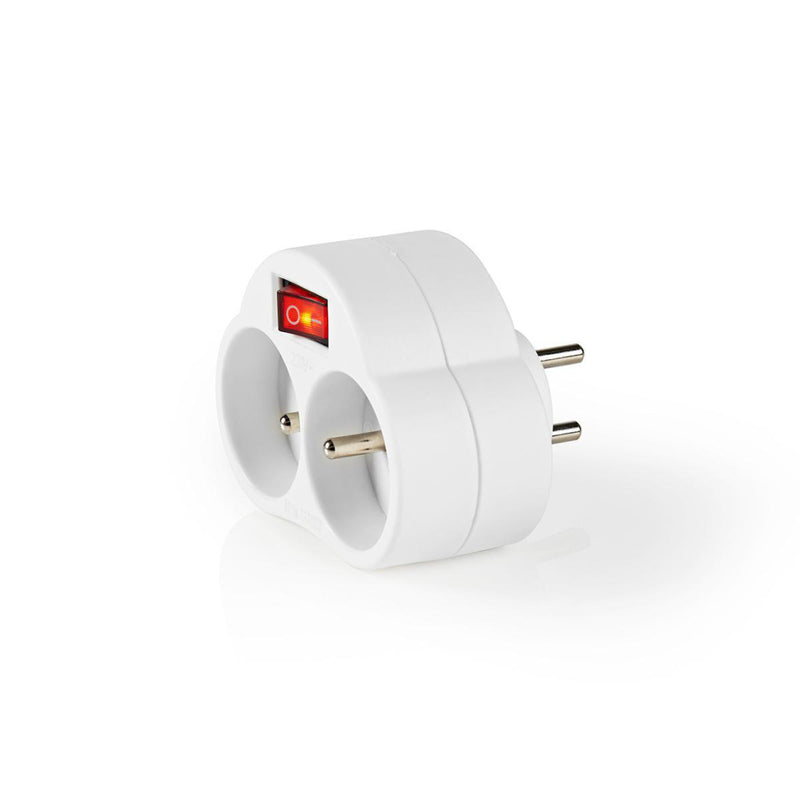 Nedis PSSPL202SEWT Stopcontact-splitter France / Type-e (cee 7/6) 250 V Ac 50 Hz Stroomkabel Zijde
