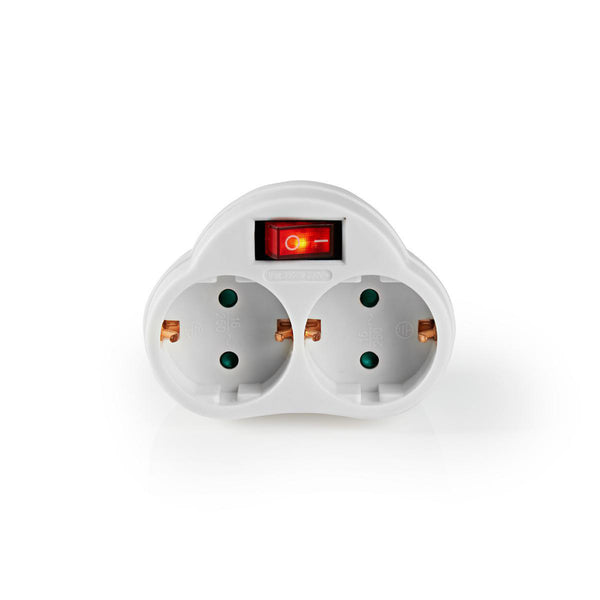 Nedis PSSPL202SFWT Stopcontactsplitter 2-wegs Aan/uit Wit
