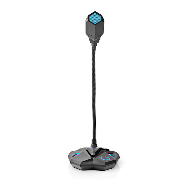 Nedis GMICGU100BK Desktop Gaming-microfoon Flexibele Nek Usb Mute-knop 3,5 Mm Stereo-audioconnector