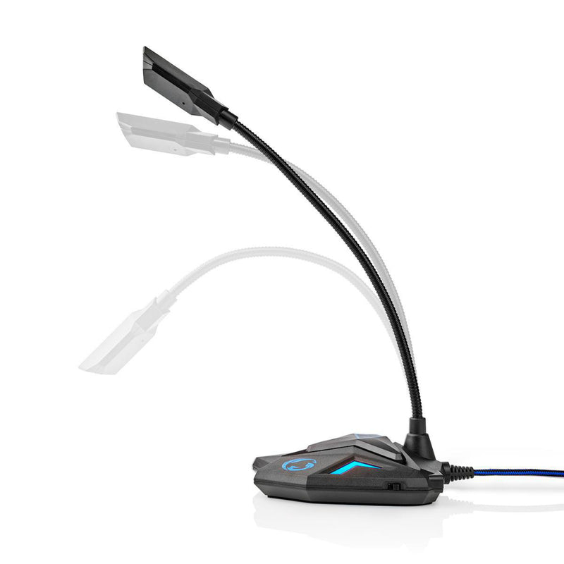 Nedis GMICGU100BK Desktop Gaming-microfoon Flexibele Nek Usb Mute-knop 3,5 Mm Stereo-audioconnector
