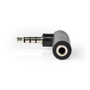 Nedis CAGB22980BK Stereo-audioadapter 3,5 Mm Male - 3,5 Mm Female 90&deg; Gehoekt 4-polig Zwart