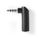Nedis CAGB22980BK Stereo-audioadapter 3,5 Mm Male - 3,5 Mm Female 90&deg; Gehoekt 4-polig Zwart