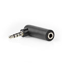 Nedis CAGB22980BK Stereo-audioadapter 3,5 Mm Male - 3,5 Mm Female 90&deg; Gehoekt 4-polig Zwart
