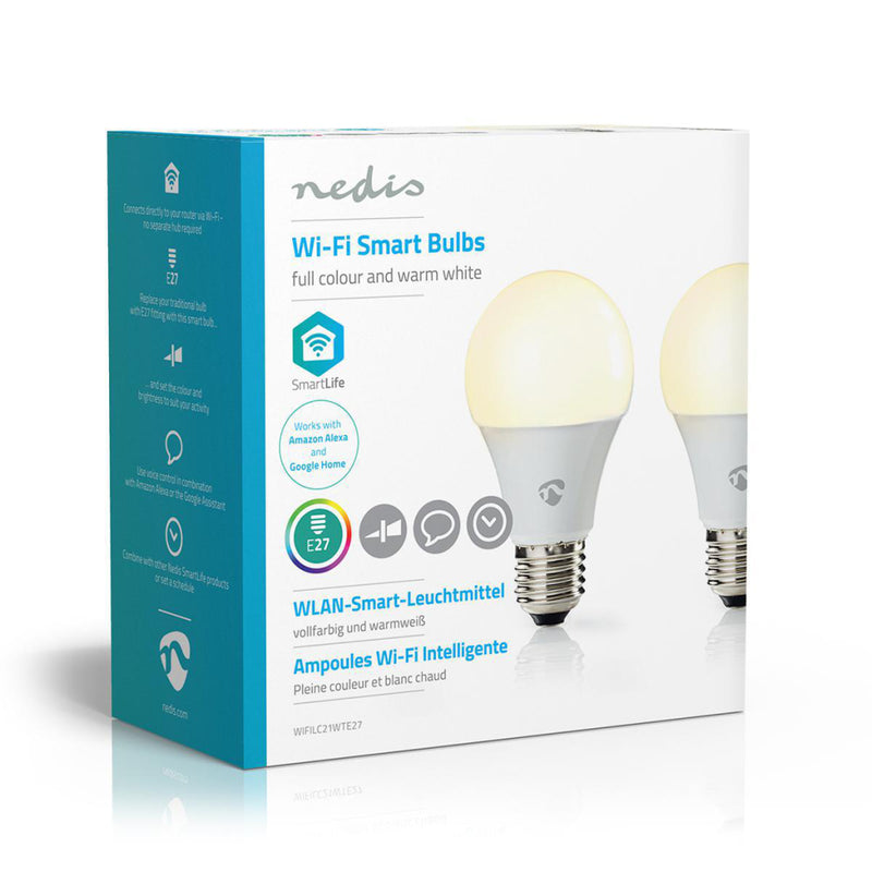 Nedis WIFILC21WTE27 Wi-fi Smart Led-lampen Full-colour En Warm-wit E27 2-pack